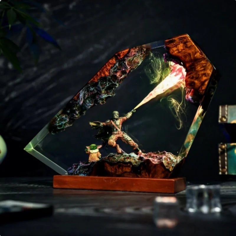 Mandalorian Resin Art Lamp Craft Resin Finished Product Exquisite Home Decor Ornament