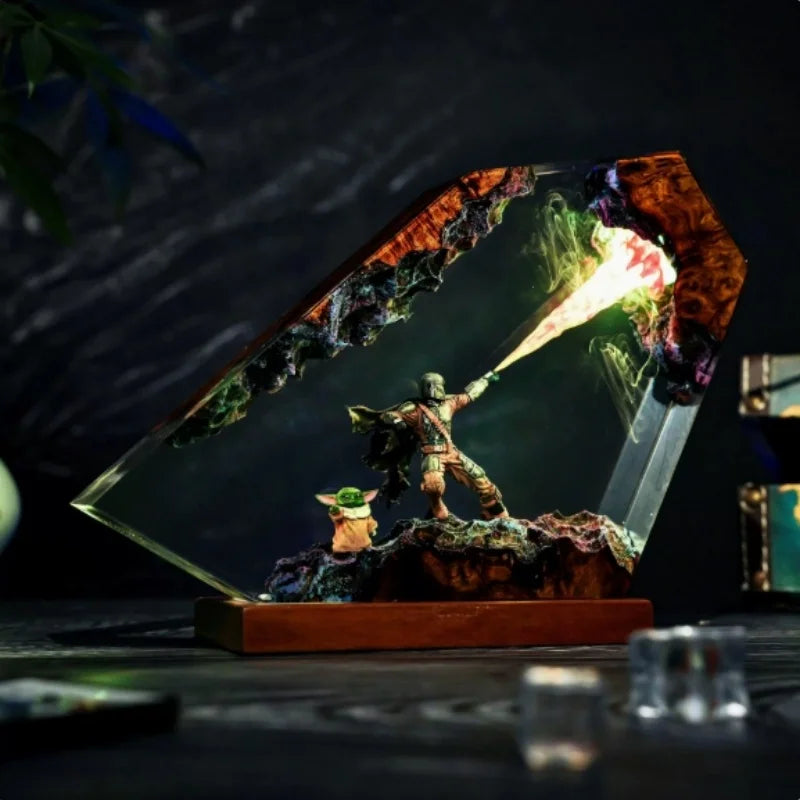 Mandalorian Resin Art Lamp Craft Resin Finished Product Exquisite Home Decor Ornament